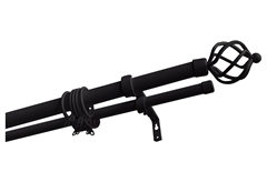 Κουρτινόβεργα Central Home Sunrise Επεκτεινόμενη Διπλή Φ19/25mm 140/240cm Μαύρη/Ασημί