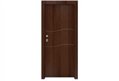Πόρτα Ασφαλείας Standard με Σχέδιο KT-218, 90X205cm Δεξιά Καρυδιά με Κάσωμα