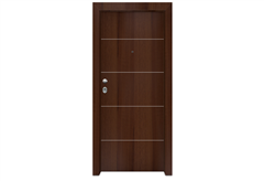 Πόρτα Ασφαλείας Standard με Σχέδιο KT-215, 90X215cm Δεξιά Καρυδιά με Κάσωμα