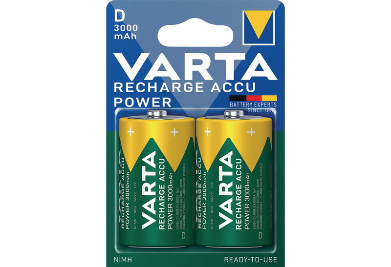 Μπαταρία Επαναφορτιζόμενη Varta Power Accu D, 2 Τεμαχίων
