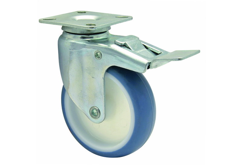 Ροδάκι Περιστρεφόμενο Φ.75mm με Πλάκα 50x50mm και Φρένο