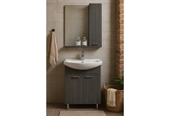 Έπιπλο Μπάνιου με Καθρέπτη Drop Step 55cm Σκούρο Γκρι