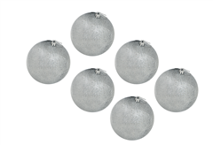 Χριστουγεννιάτικη Μπάλα με Glitter Φ.8cm Ασημί Σετ 6 Τεμαχίων