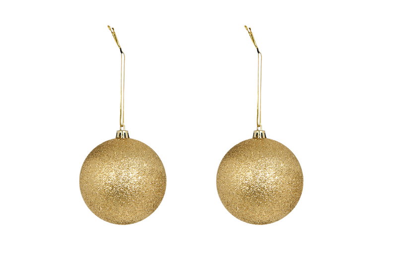 Μπάλα Glitter Χρυσή 10cm Σετ 2 Τεμάχια