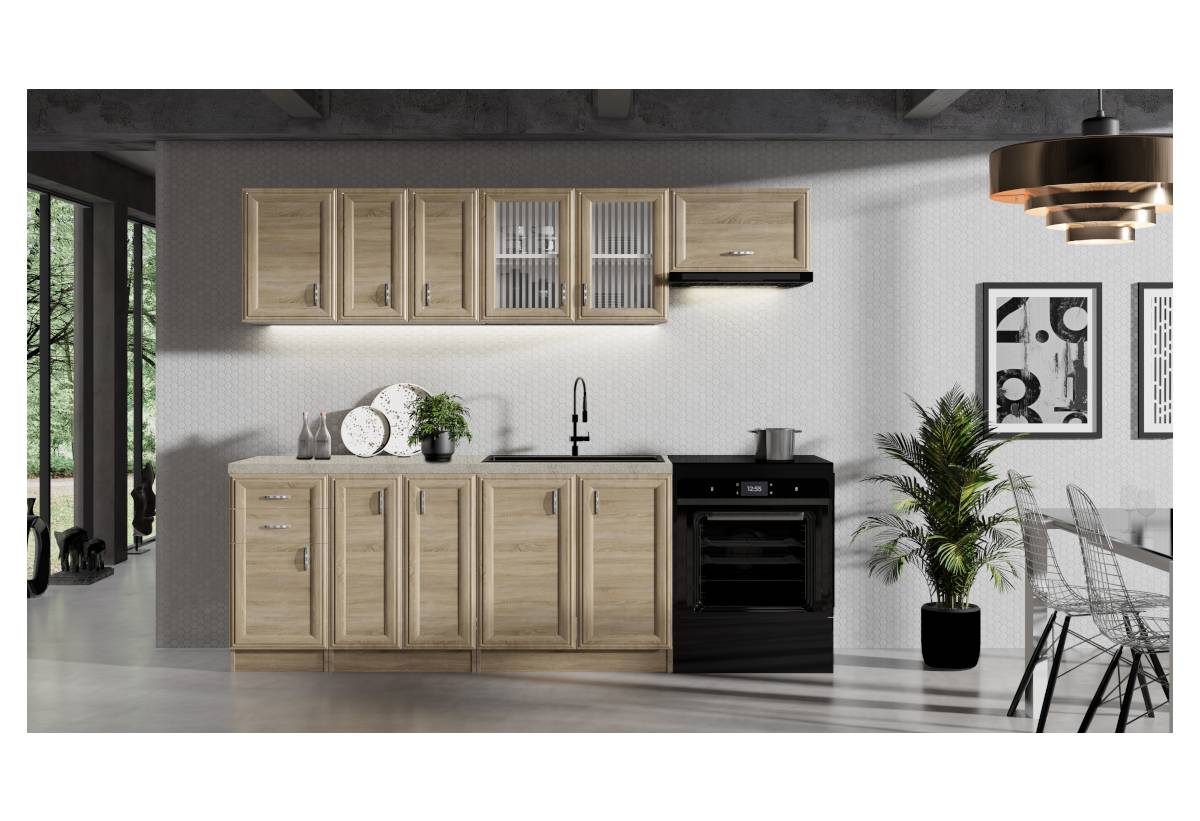 Έτοιμη Κουζίνα B&W Style Classic Σονόμα Μ240xΠ60xΥ210cm με Πάγκο