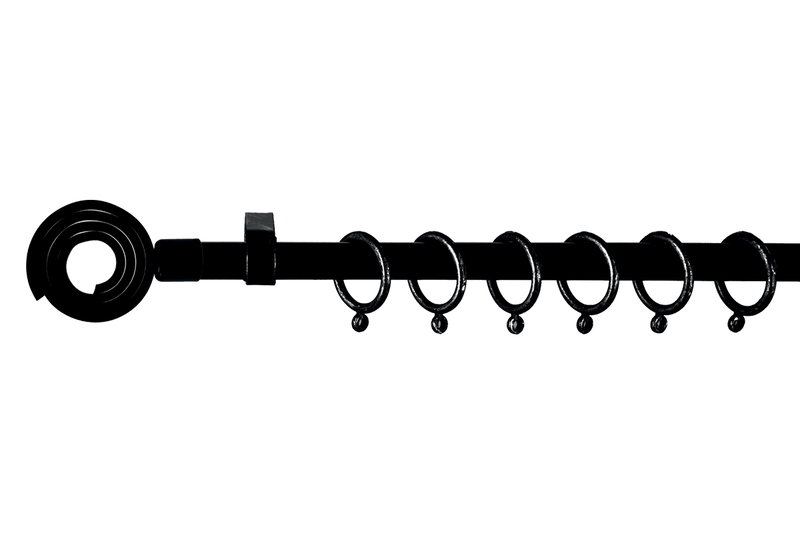 Κουρτινόβεργα Central Home Snail Επεκτεινόμενη Φ16/19mm 120/210cm Μαύρη