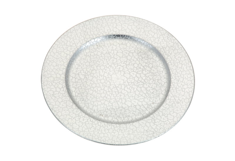 Πιατέλα Στρογγυλή Ασημί Φ.33cm με Ραγίσματα