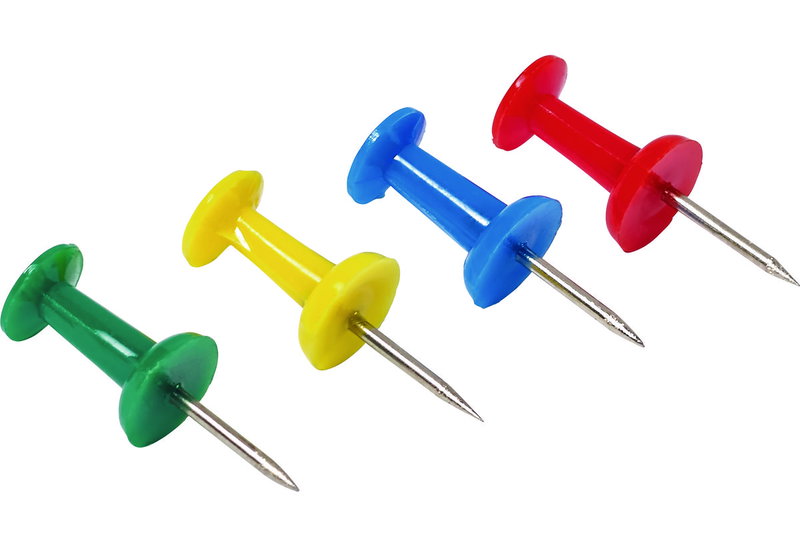 Πινέζες με Λαβή σε Διάφορες Αποχρώσεις 40X2X2mm 12 Τεμαχίων