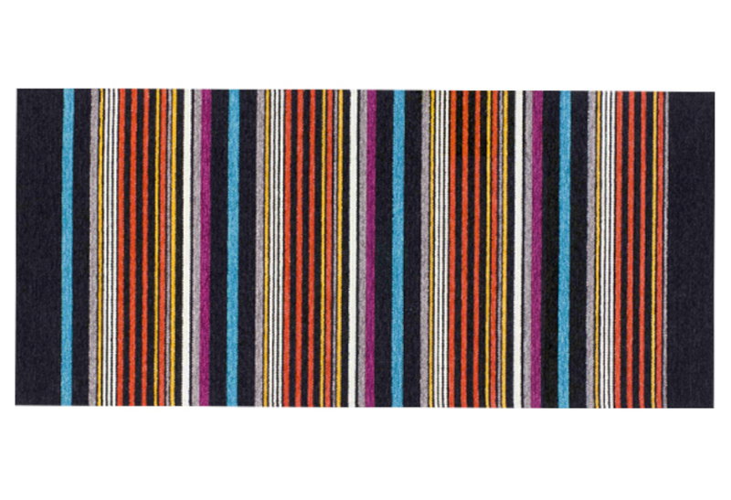 Χαλί Laos 160x65cm Μαύρο Ριγέ