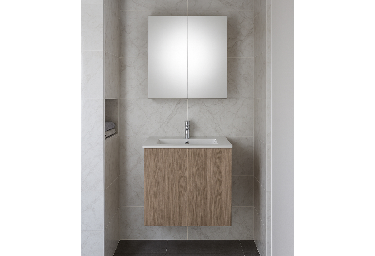 Έπιπλο Μπάνιου με Καθρέπτη Drop Gusto Wood Cut 60cm Καφέ