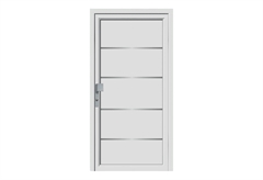 Πόρτα Εισόδου Αλουμινίου Αριστερή με Τυφλό Πάνελ και Σχέδιο Inox