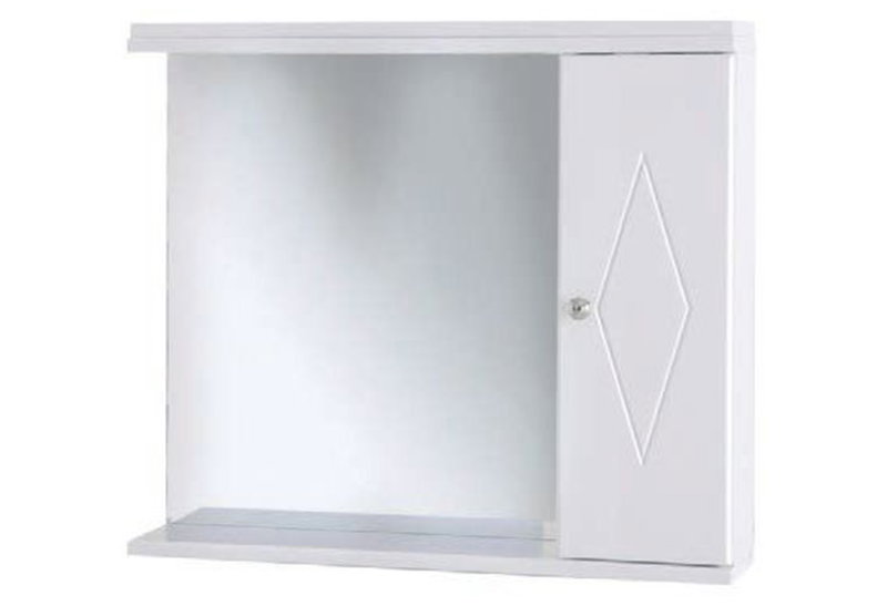 Καθρέπτης Μπάνιου Drop 65x57cm με Ερμάριο Δεξιά και LED Λευκός