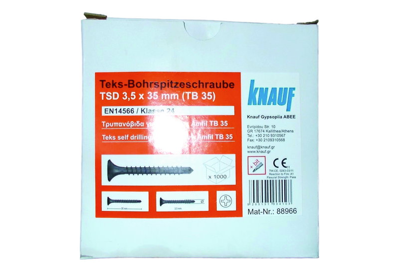 Τρυπανόβιδα Γυψοσανίδας Knauf Ph 3,5X45mm 1000 Τεμάχια