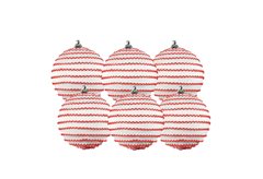 Χριστουγεννιάτικη Μπάλα Ριγέ Λευκή/Κόκκινη Φ.8cm Σετ 6 Τεμαχίων