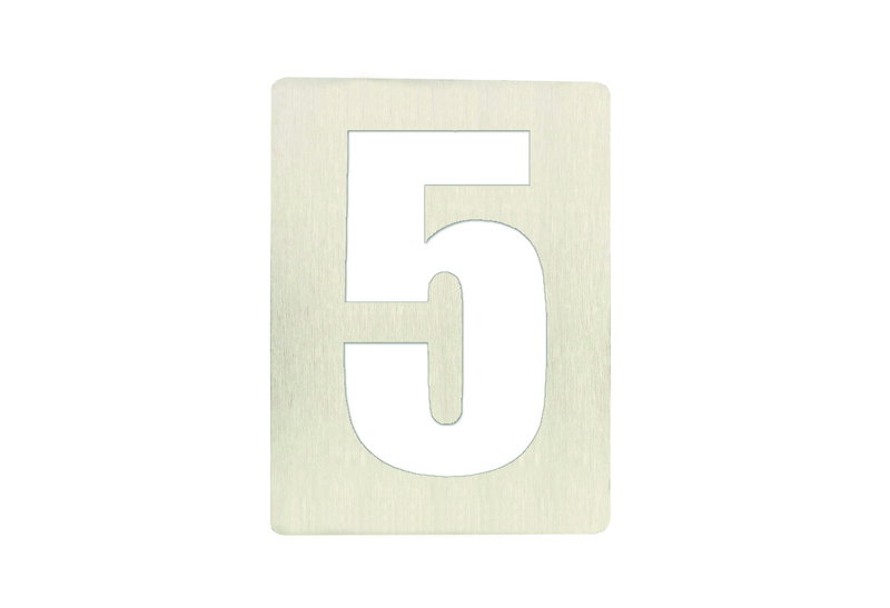 Αριθμός ''5'' Inox Ματ 6X8cm Αυτοκόλλητο