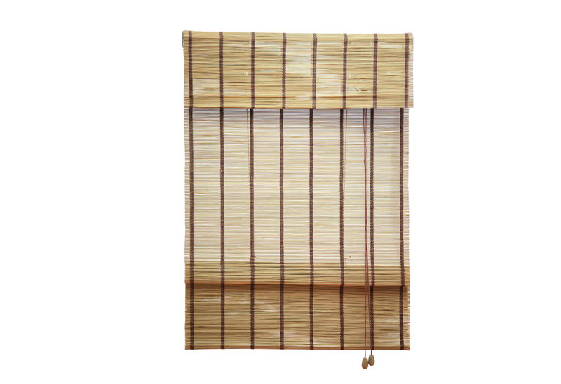 Ρολό Σκίασης Μπαμπού Budget Woody 140x60cm Καφέ με Κάθετες Ρίγες