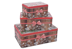 Χριστουγεννιάτικα Κουτιά για Μπισκότα Σετ 3 Τεμαχίων