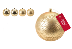 Χριστουγεννιάτικη Μπάλα Χρυσή 10cm, 4 Σχέδια