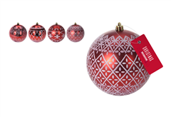 Χριστουγεννιάτικη Μπάλα Κόκκινη 10cm, 4 Σχέδια