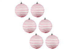 Χριστουγεννιάτικη Μπάλα Λευκή/Ροζ Φ.8cm Σετ 6 Τεμαχίων