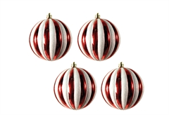 Χριστουγεννιάτικη Μπάλα Λευκή/Κόκκινη Φ.10cm Σετ 4 Τεμαχίων