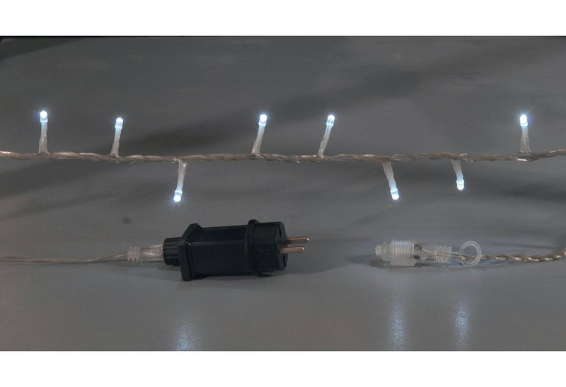 Χριστουγεννιάτικα Λαμπάκια 100LED Ρεύματος Ψυχρό Λευκό 200cm Διάφανο Καλώδιο