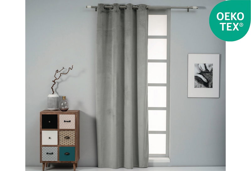 Κουρτίνα Easy Home Calisto Velour 260x140cm Γκρι με Τρουκς