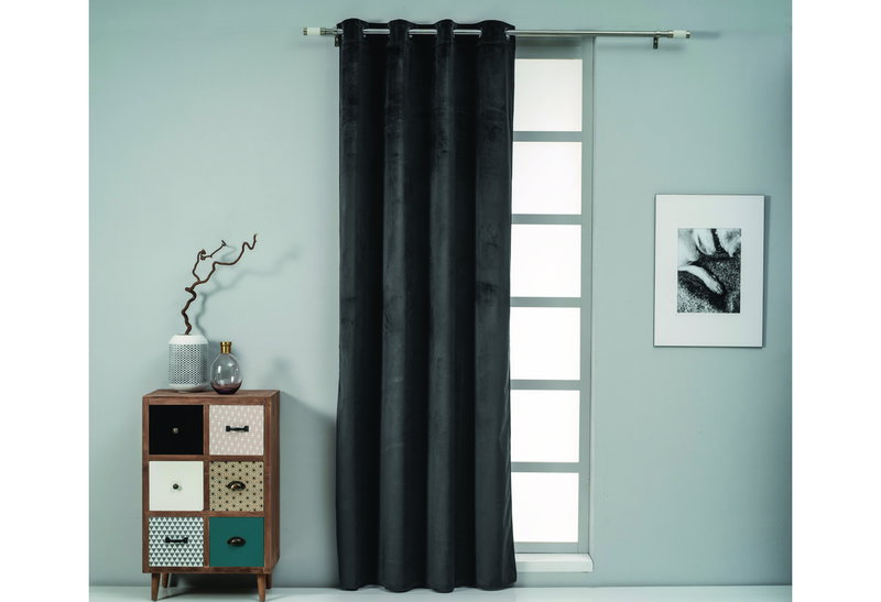 Κουρτίνα Easy Home Calisto Velour 260x140cm Σκούρο Γκρι με Τρουκς