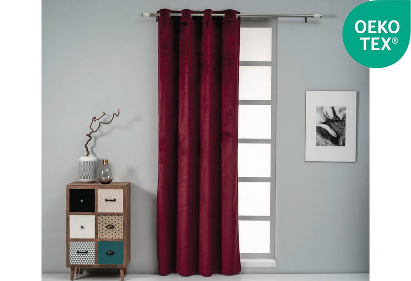 Κουρτίνα Easy Home Calisto Velour 260x140cm Μπορντό με Τρουκς