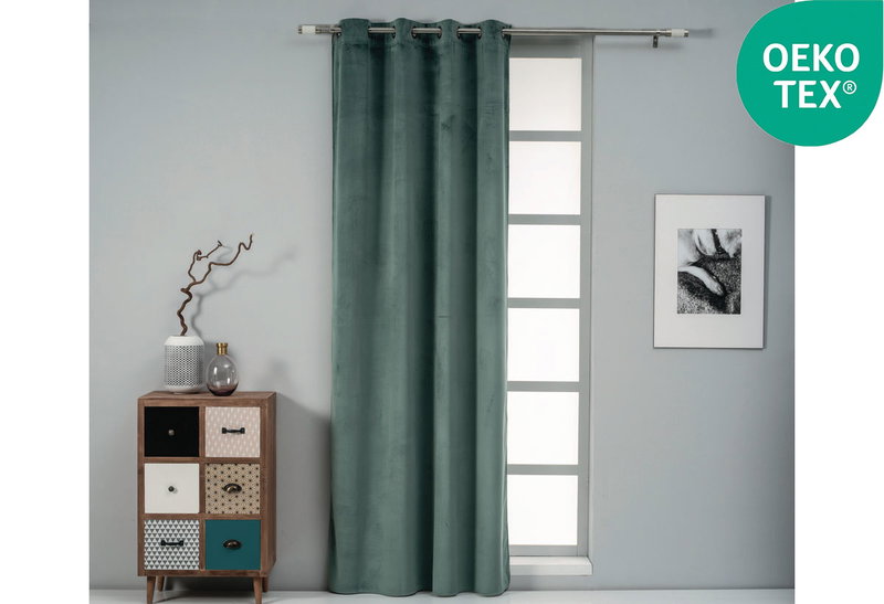 Κουρτίνα Easy Home Calisto Velour 260x140cm Πράσινο με Τρουκς