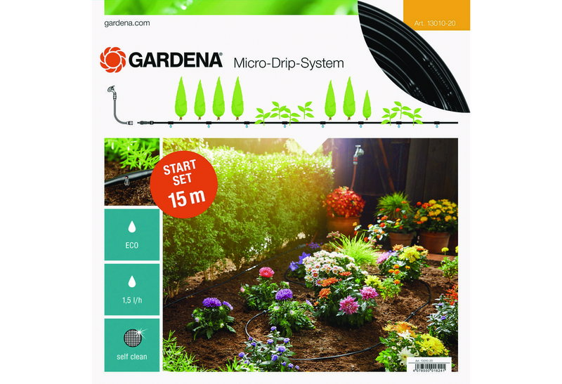 Σετ Σταλακτοφόρο Λάστιχο Gardena GA1301-20 4,6mm με Συνδέσμους και Μειωτήρα 15M