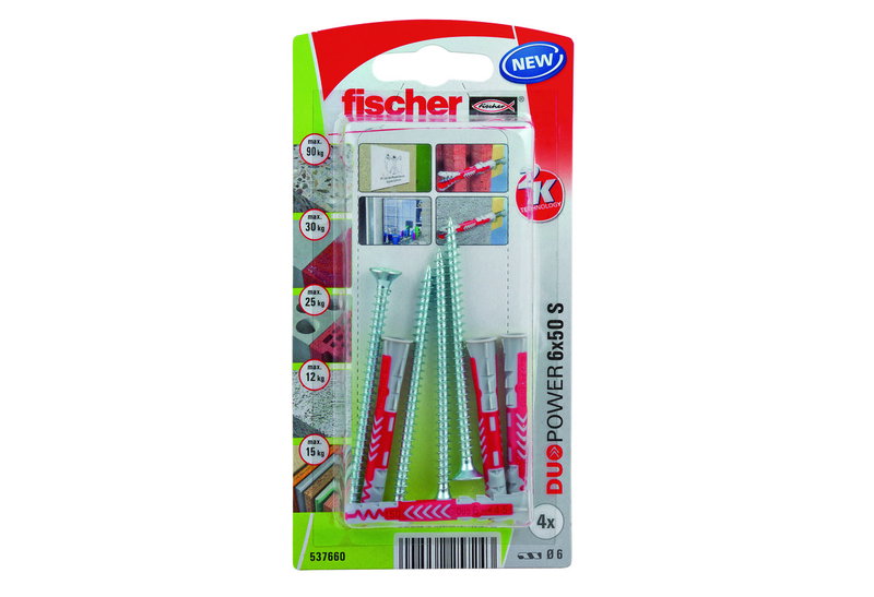 Βύσμα Ούπατ Fischer Duopower 5X0,6 cm και Βίδα Σετ 4 Τεμάχια