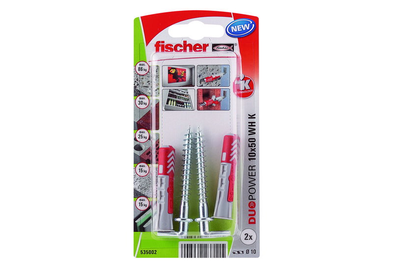 Βύσμα Ούπατ Fisher Duopower K 5X1 cm Kai Γωνία 7,7X7 cm Σετ 2 Τεμάχια