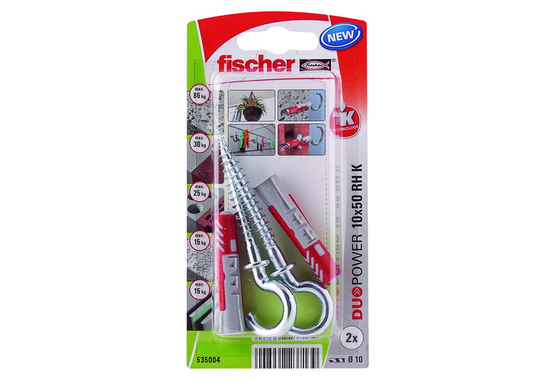 Βύσμα Ούπατ Fisher Duopower K 5X1 cm και Γάντζος 8,8X7 cm Σετ 2 Τεμάχια