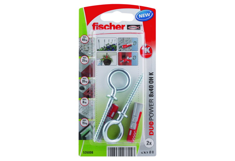 Βύσμα Ούπατ Fischer Duopower 4X0,8 cm και Κρίκος Σετ 2 Τεμάχια