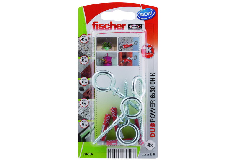 Βύσμα Ούπατ Fisher Duopower K 3X0,6 cm και Κρίκος Σετ 4 Τεμάχια