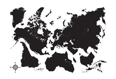 Αυτοκόλλητο Τοίχου Παγκόσμιος Χάρτης Μαύρος