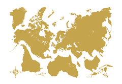 Αυτοκόλλητο Τοίχου Παγκόσμιος Χάρτης Χρυσός