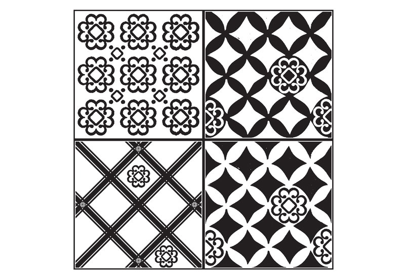 Αυτοκόλλητο Κουζίνας Πλακάκι Azulejos Μαύρο/Λευκο